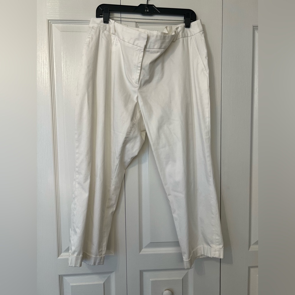 LIZ CLAIBORNE Pants Womens White Emma Mid Rise Slim Fit Ankle Career Size 18